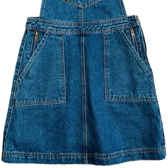 Y2K Denim Overall Mini Dress 90s Pinafore Jumper Skirt Blue Jean | Size 4 - Picture 5 of 9